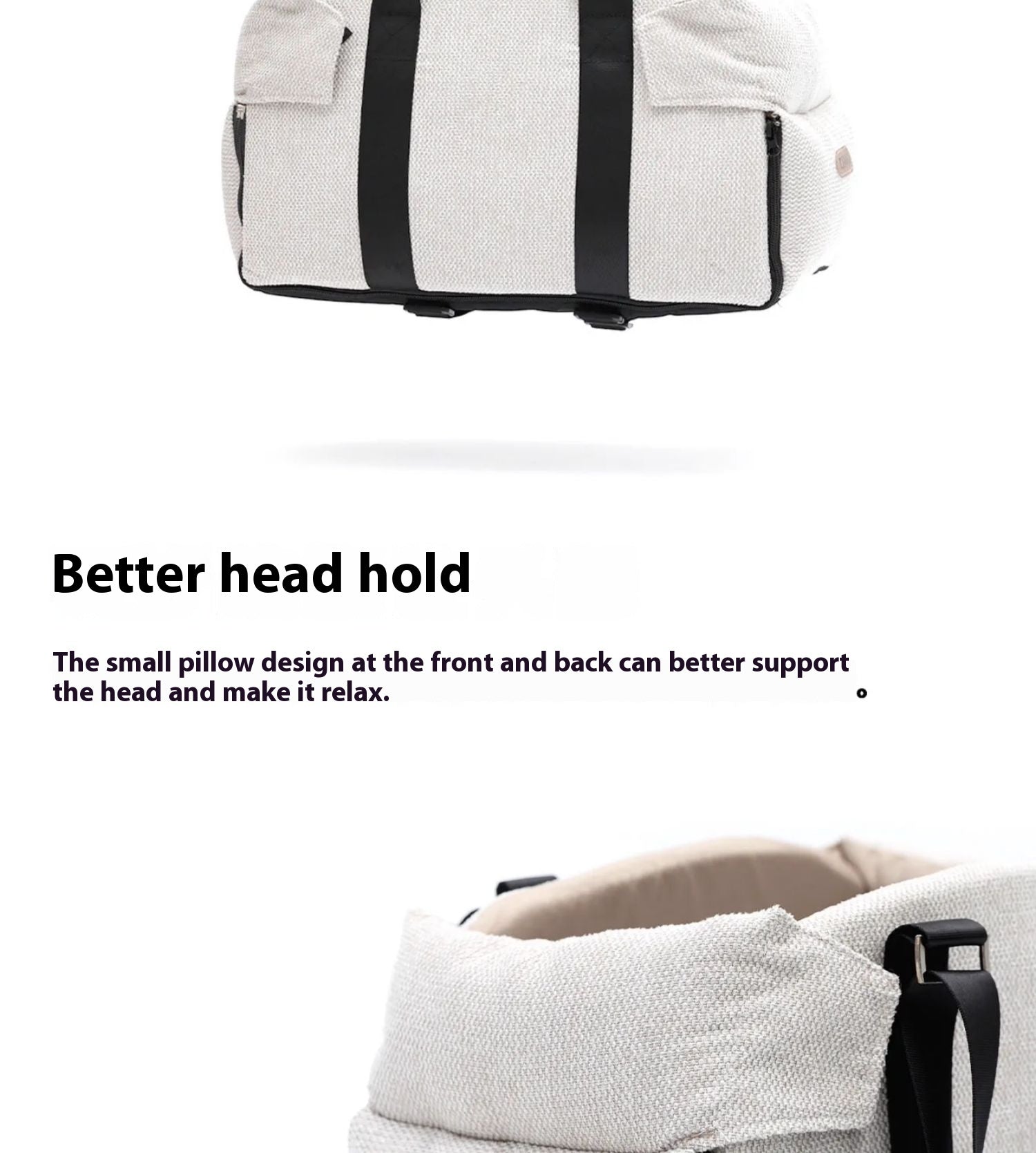 KFX-2826301 Pet Car Nest Diaper Bag - Versatile Polyester Carrier for Small Pets up to 10 kg, Beige White