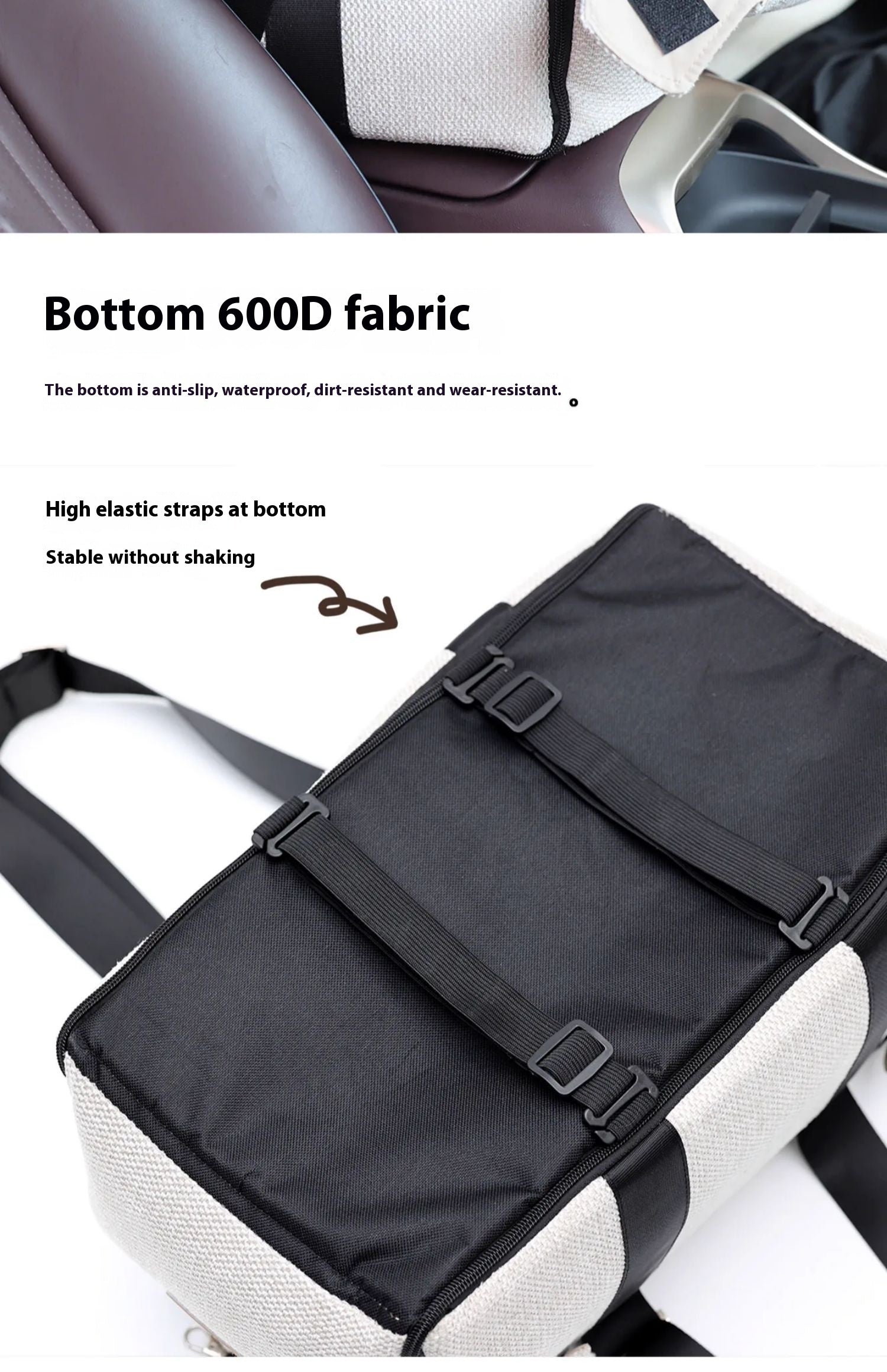 KFX-2826301 Pet Car Nest Diaper Bag - Versatile Polyester Carrier for Small Pets up to 10 kg, Beige White