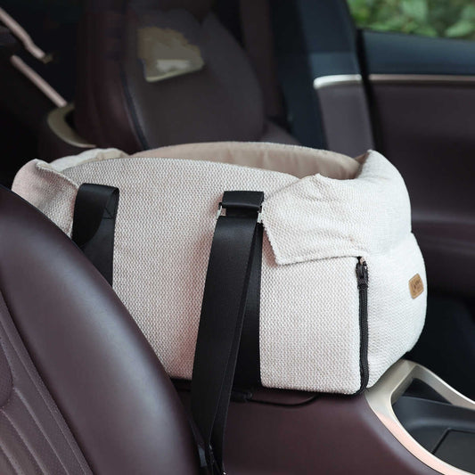 KFX-2826301 Pet Car Nest Diaper Bag - Versatile Polyester Carrier for Small Pets up to 10 kg, Beige White