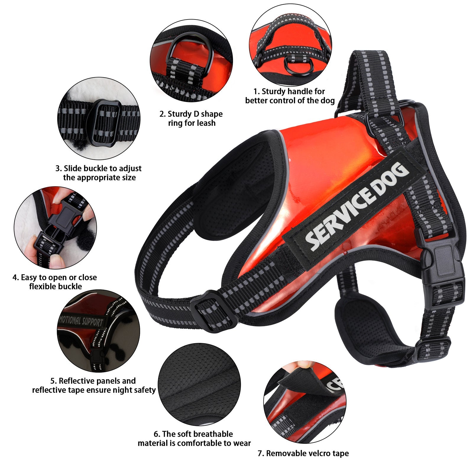 KFX-2828093 Durable Dog Traction Rope Vest for Medium and Large Dogs – Adjustable Chest Strap in Various Colors