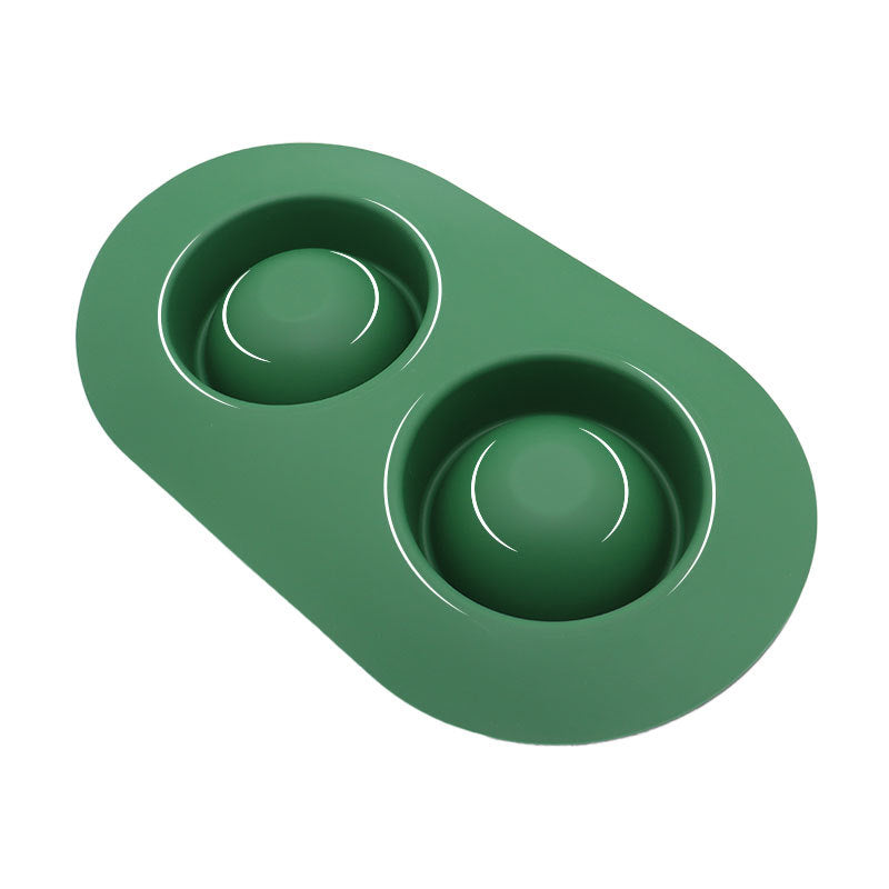 KFX-2828989 Dual-Purpose Anti-Skid Anti-Splash Silicone and Stainless Steel Pet Bowl