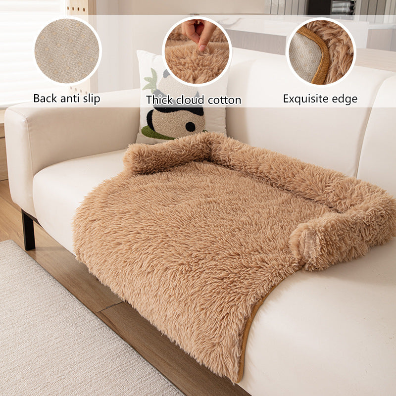 KFX-2830269 Cozy Plush Dog Bed Sofa Mat - Fluffy Nest Design for Fall and Winter Warmth