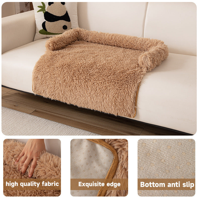 KFX-2830269 Cozy Plush Dog Bed Sofa Mat - Fluffy Nest Design for Fall and Winter Warmth