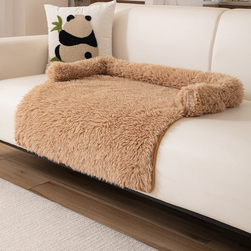 KFX-2830269 Cozy Plush Dog Bed Sofa Mat - Fluffy Nest Design for Fall and Winter Warmth