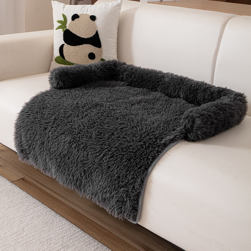 KFX-2830269 Cozy Plush Dog Bed Sofa Mat - Fluffy Nest Design for Fall and Winter Warmth