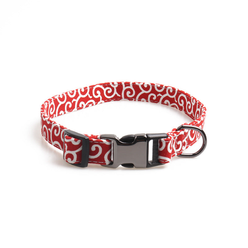 KFX-2830781 Cute Denim Blue Flower Pet Collar with Metal Buckle and Adjustable Length for Dogs