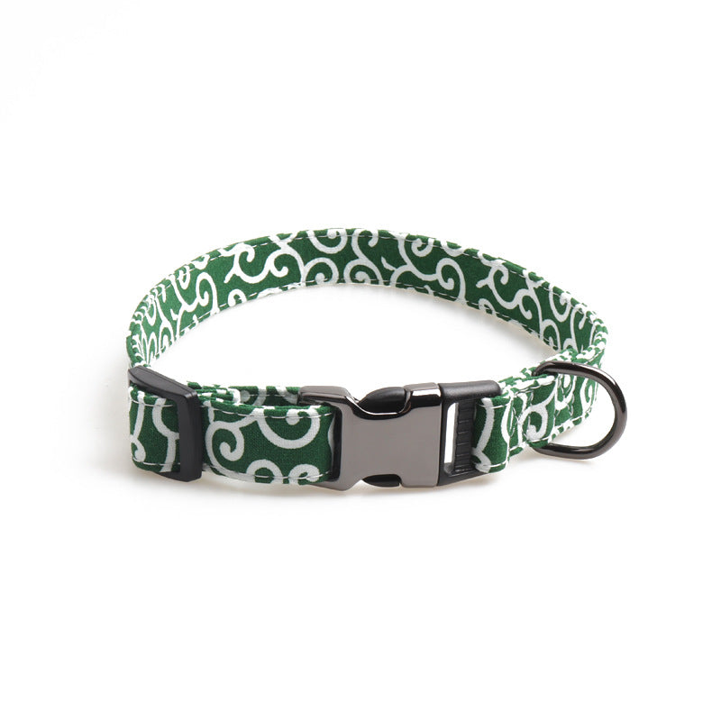 KFX-2830781 Cute Denim Blue Flower Pet Collar with Metal Buckle and Adjustable Length for Dogs