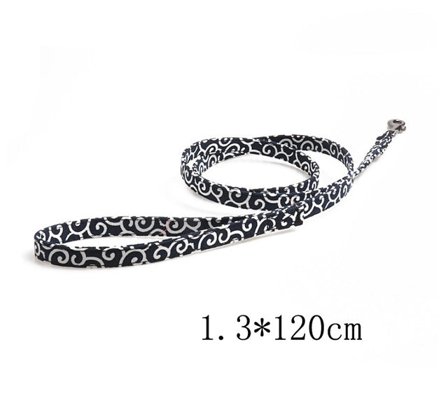 KFX-2830781 Cute Denim Blue Flower Pet Collar with Metal Buckle and Adjustable Length for Dogs