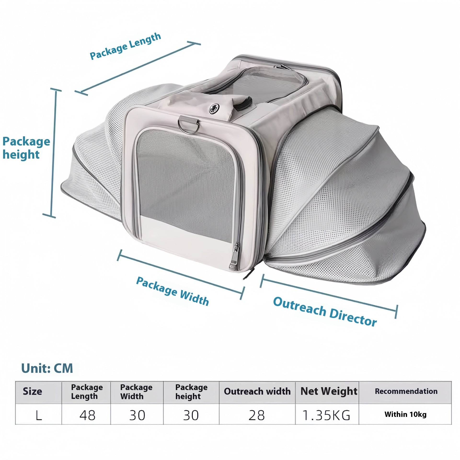 KFX-2831037 Spacious Outdoor Portable Pet Bag with Breathable Oxford Cloth – Available in Beige, Blue, Khaki, Gray, Green, and Purple