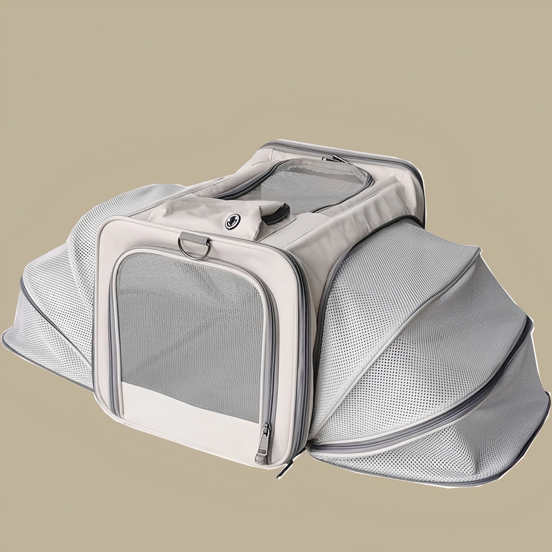 KFX-2831037 Spacious Outdoor Portable Pet Bag with Breathable Oxford Cloth – Available in Beige, Blue, Khaki, Gray, Green, and Purple