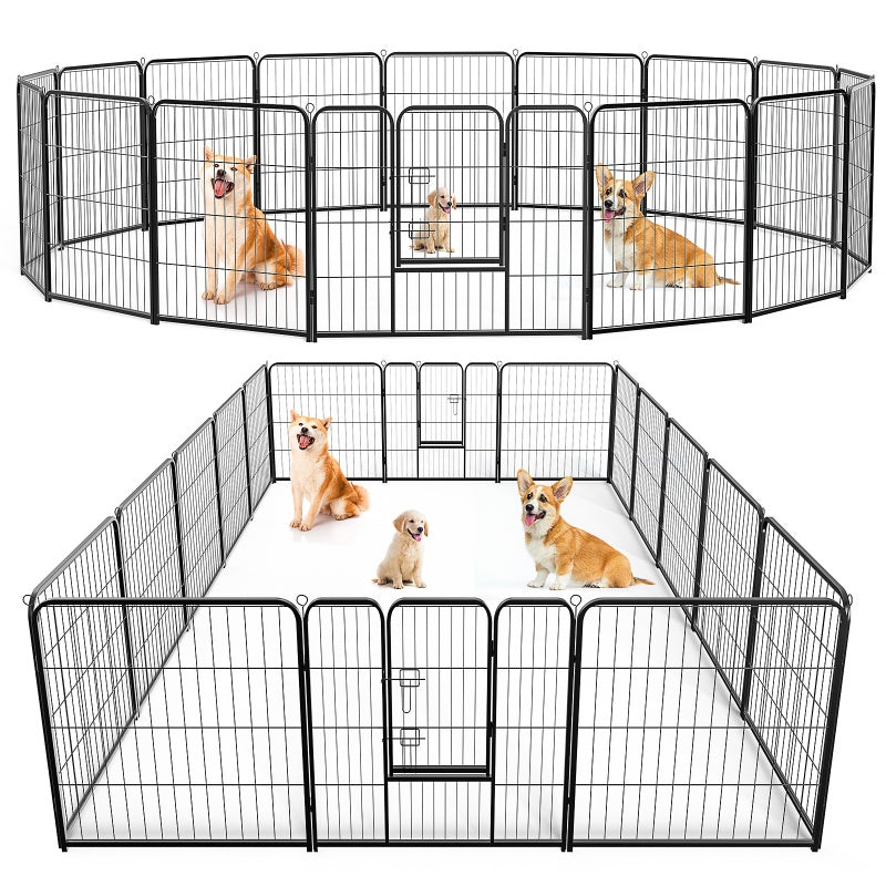 KFX-2832957 Metal Dog Playpen with Door for Small to Large Pets - Indoor/Outdoor Exercise Pen, Portable & Configurable 8-Panel Design
