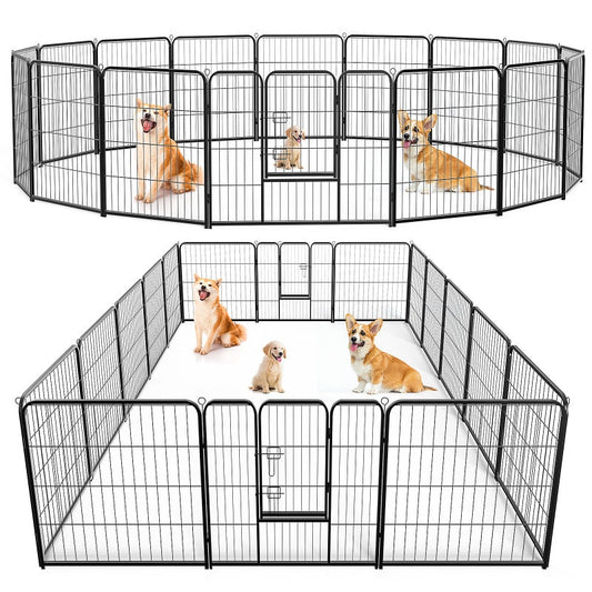 KFX-2832957 Metal Dog Playpen with Door for Small to Large Pets - Indoor/Outdoor Exercise Pen, Portable & Configurable 8-Panel Design