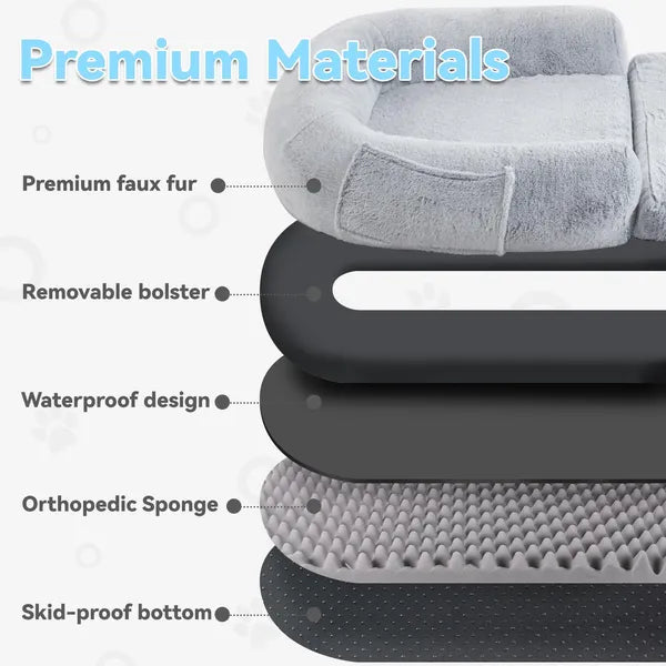 KFX-2833213 Orthopedic Human Dog Bed - 71 x 43 x 12 Inch Plush & Washable Folding Bed for Large Dogs and People
