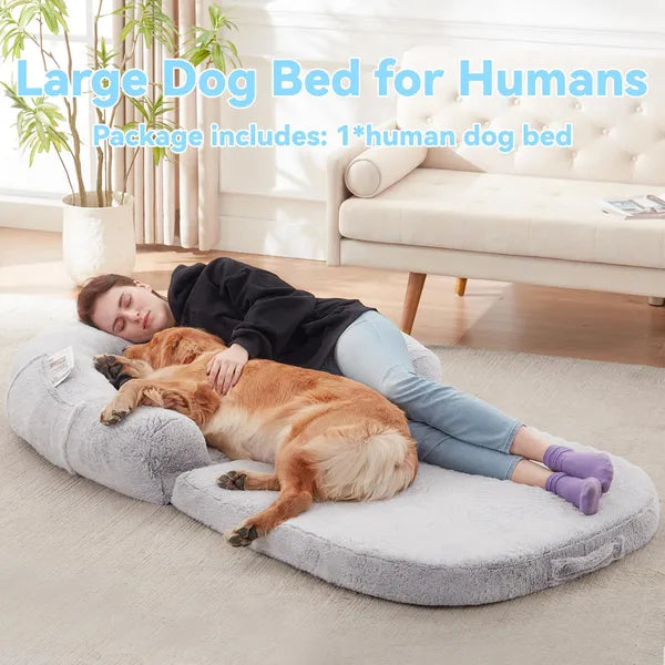 KFX-2833213 Orthopedic Human Dog Bed - 71 x 43 x 12 Inch Plush & Washable Folding Bed for Large Dogs and People