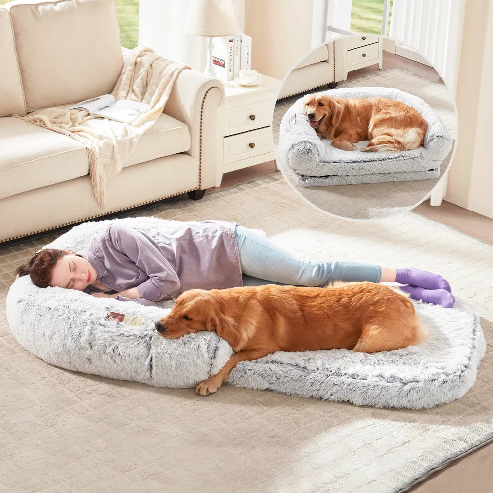 KFX-2833213 Orthopedic Human Dog Bed - 71 x 43 x 12 Inch Plush & Washable Folding Bed for Large Dogs and People