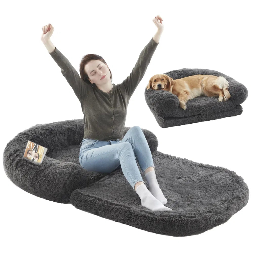 KFX-2833213 Orthopedic Human Dog Bed - 71 x 43 x 12 Inch Plush & Washable Folding Bed for Large Dogs and People