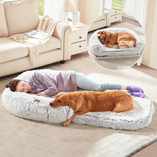KFX-2833213 Orthopedic Human Dog Bed - 71 x 43 x 12 Inch Plush & Washable Folding Bed for Large Dogs and People