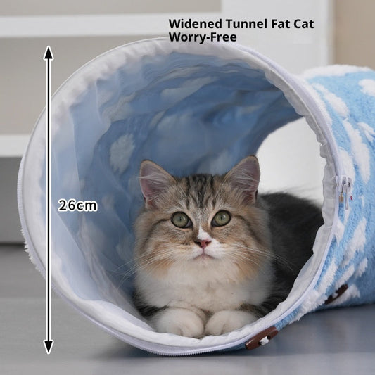 KFX-2834621 Detachable S-Type Round Tunnel Cat Nest - Blue Sky and White Clouds Design