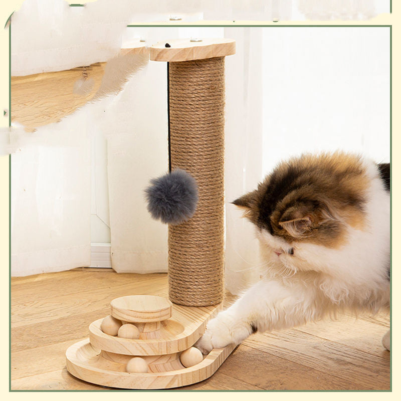 KFX-2835389 Sisal Wrapped Self-Healing Turntable with Solid Wood Base - Three-Layer Design