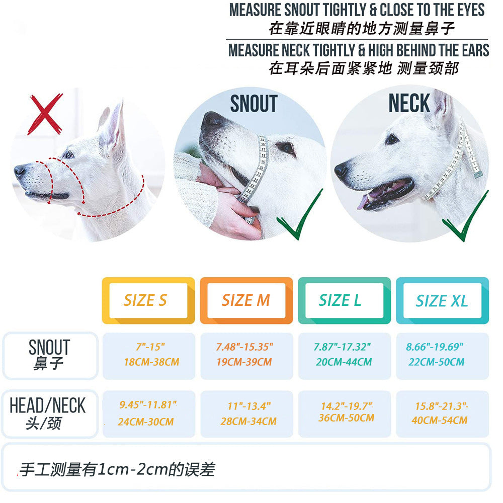 KFX-2836029 Reflective Nylon Dog Muzzle for Barking and Biting Control - Available in Red, Blue, Orange, Sizes S, M, L, XL