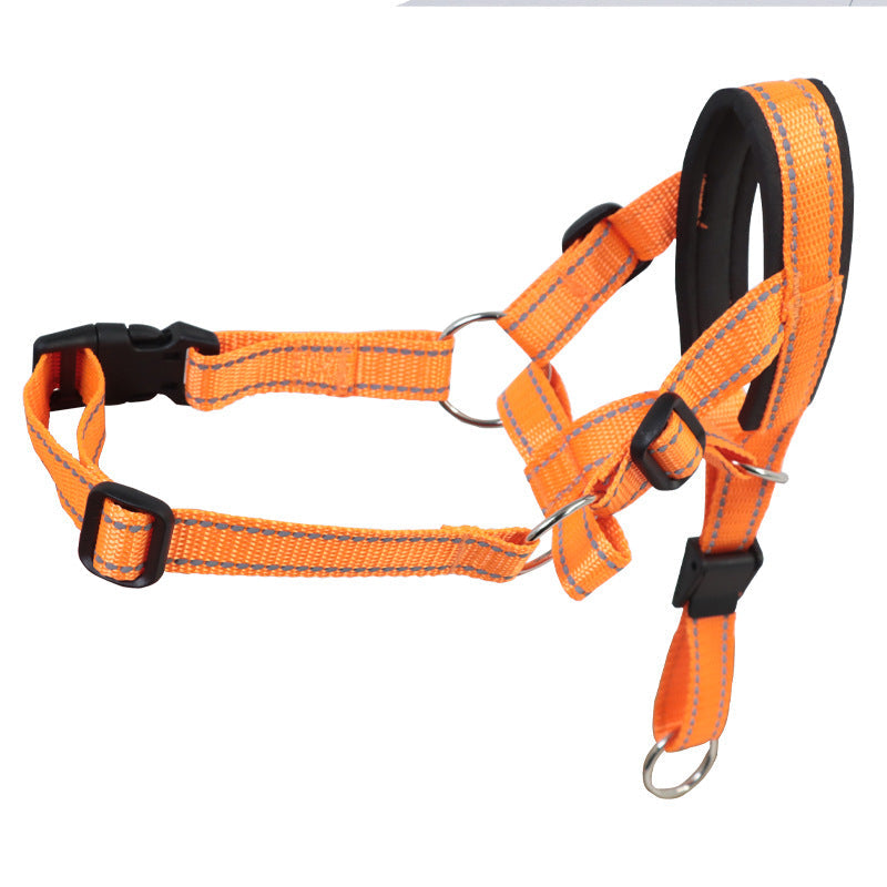KFX-2836029 Reflective Nylon Dog Muzzle for Barking and Biting Control - Available in Red, Blue, Orange, Sizes S, M, L, XL
