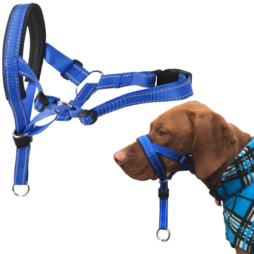 KFX-2836029 Reflective Nylon Dog Muzzle for Barking and Biting Control - Available in Red, Blue, Orange, Sizes S, M, L, XL
