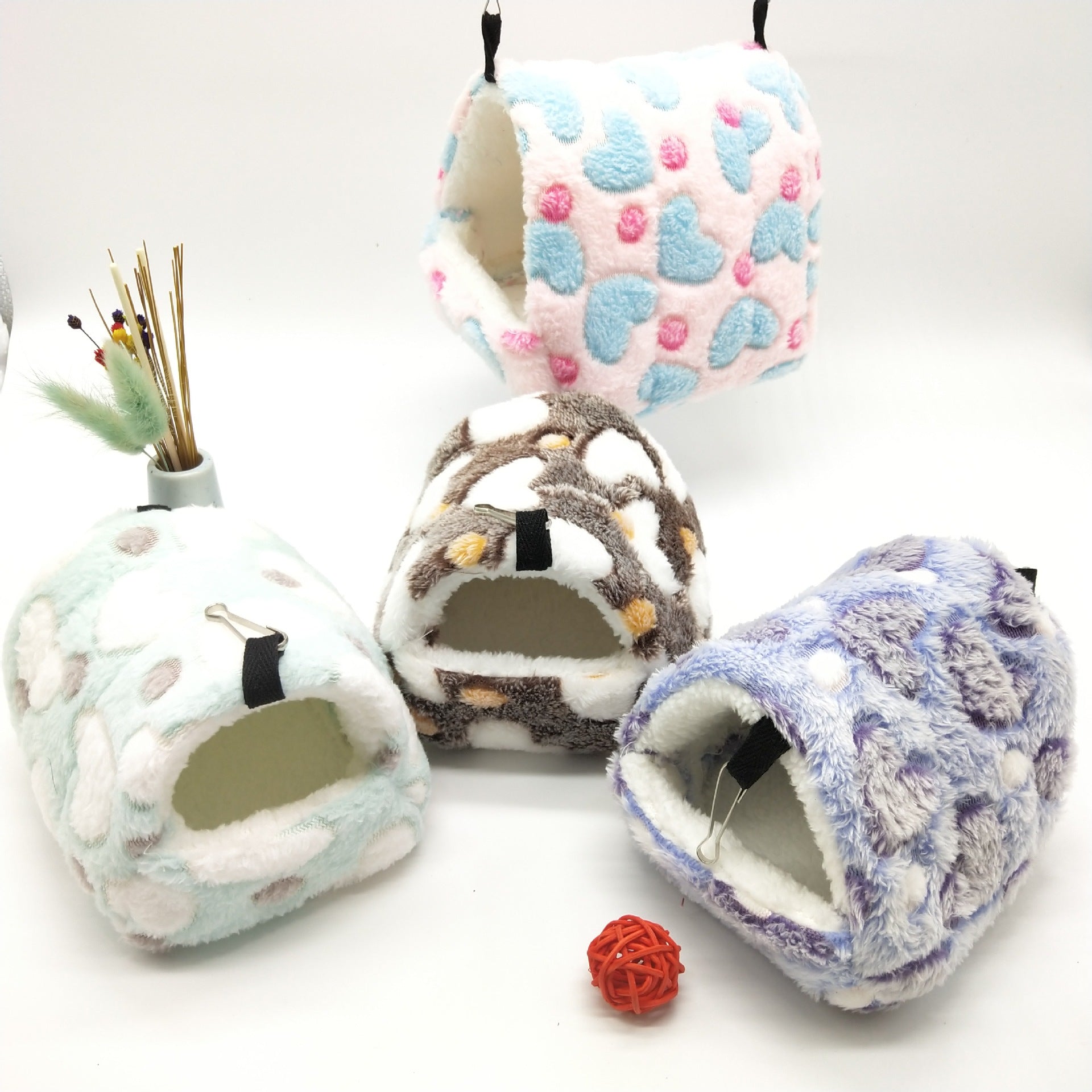 KFX-2838589 Cozy Cotton Nest for Small Pets - Multi-Sized Flannel Bedding in Purple, Pink, Coffee, Sky Blue