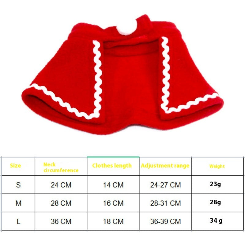 KFX-2838717 Christmas Pet Costume with Double-Sided Velvet Cloak, Hat, Scarf, and Hair Band - Warm and Stylish for Small to Large Pets