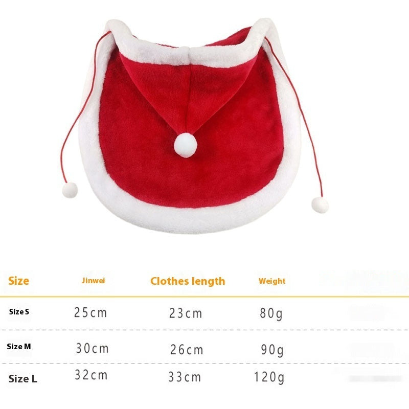 KFX-2838717 Christmas Pet Costume with Double-Sided Velvet Cloak, Hat, Scarf, and Hair Band - Warm and Stylish for Small to Large Pets