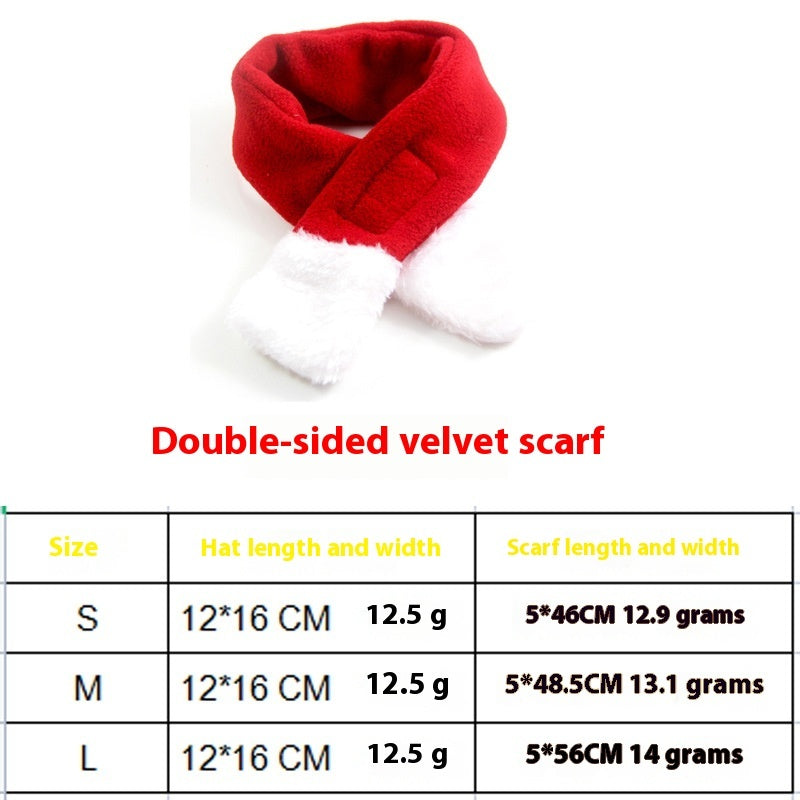KFX-2838717 Christmas Pet Costume with Double-Sided Velvet Cloak, Hat, Scarf, and Hair Band - Warm and Stylish for Small to Large Pets