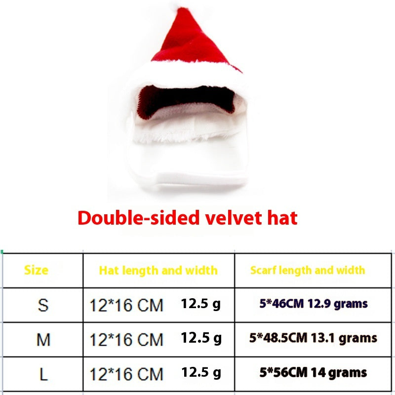 KFX-2838717 Christmas Pet Costume with Double-Sided Velvet Cloak, Hat, Scarf, and Hair Band - Warm and Stylish for Small to Large Pets