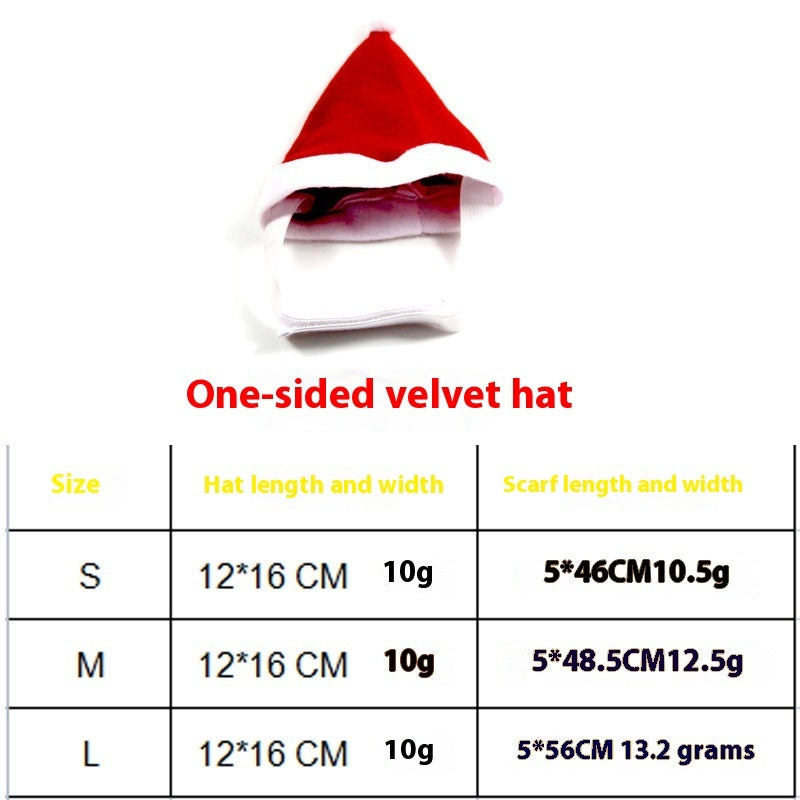 KFX-2838717 Christmas Pet Costume with Double-Sided Velvet Cloak, Hat, Scarf, and Hair Band - Warm and Stylish for Small to Large Pets