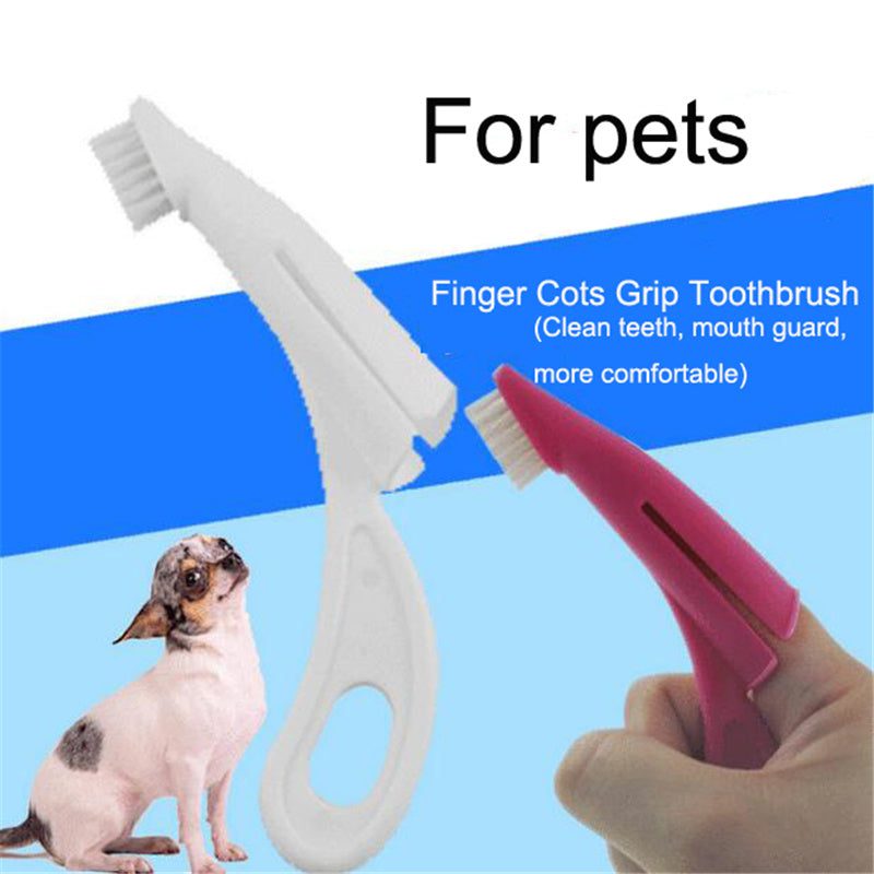 KFX-2841789 Pet Finger Toothbrush for Dogs and Cats - Silicone Bristles, Ergonomic Design, Lightweight Dental Care Tool