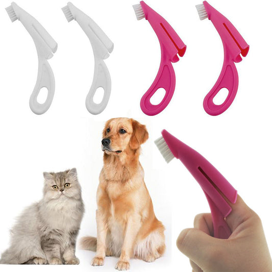 KFX-2841789 Pet Finger Toothbrush for Dogs and Cats - Silicone Bristles, Ergonomic Design, Lightweight Dental Care Tool