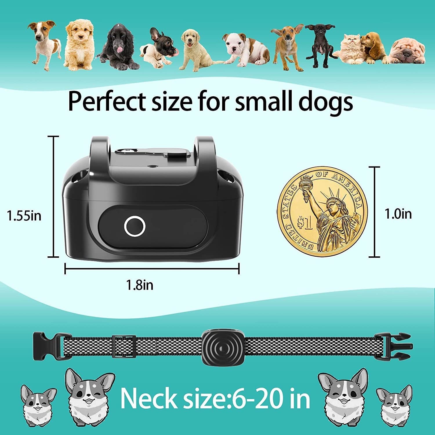 KFX-2842301 Fully Automatic Waterproof Anti-Bark Pet Collar with Electric Shock, Vibration, and Beep Functions