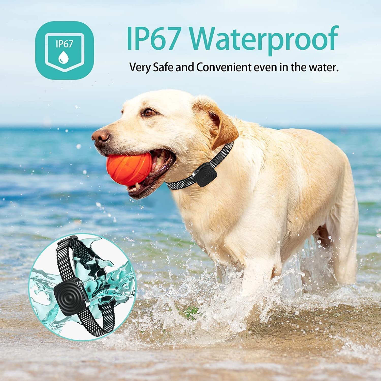 KFX-2842301 Fully Automatic Waterproof Anti-Bark Pet Collar with Electric Shock, Vibration, and Beep Functions