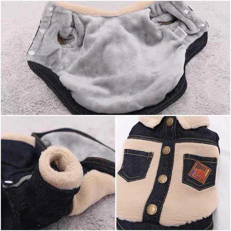 KFX-2842685 Thick and Warm Two-Legged Pet Clothing in Blue and Black