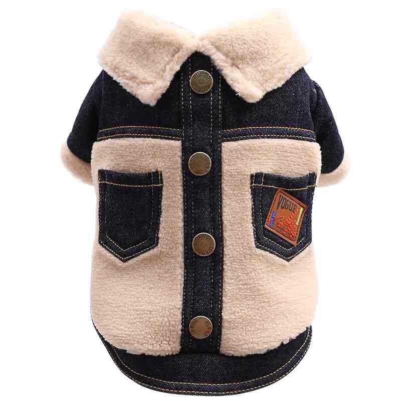 KFX-2842685 Thick and Warm Two-Legged Pet Clothing in Blue and Black