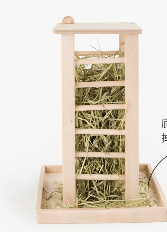 KFX-2843581 Multifunctional Wooden Square Grass Frame for Rabbits - Size 36.5x24.5x16.5cm