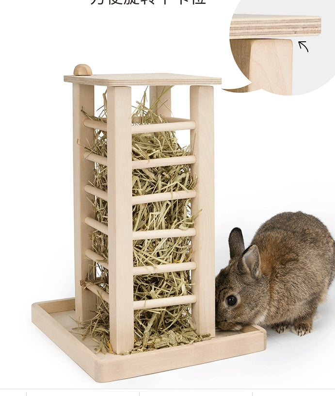 KFX-2843581 Multifunctional Wooden Square Grass Frame for Rabbits - Size 36.5x24.5x16.5cm