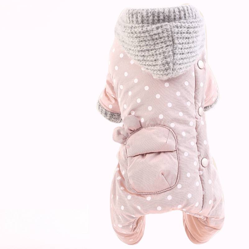 KFX-2844733 Cozy Polka Dot Four-Legged Dog Padded Coat for Autumn and Winter