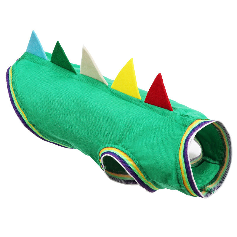 KFX-2844861 Comfortable Dinosaur Vest for Dogs - Cute Four-Legged Outdoor Pet Clothes in Green and Blue