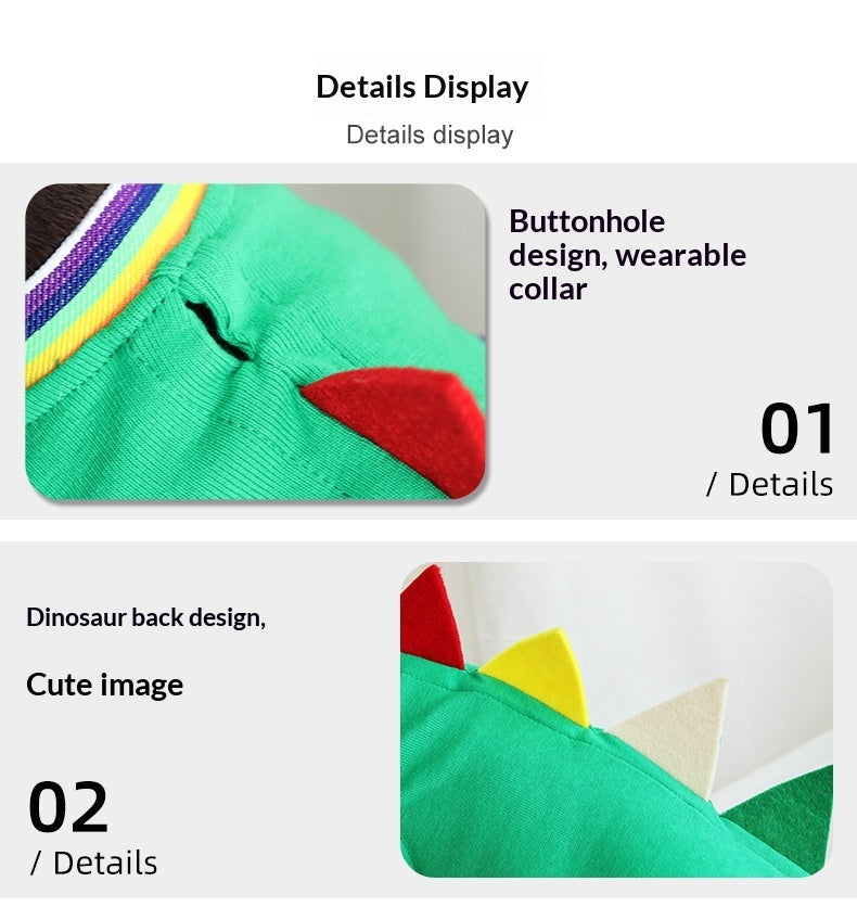 KFX-2844861 Comfortable Dinosaur Vest for Dogs - Cute Four-Legged Outdoor Pet Clothes in Green and Blue