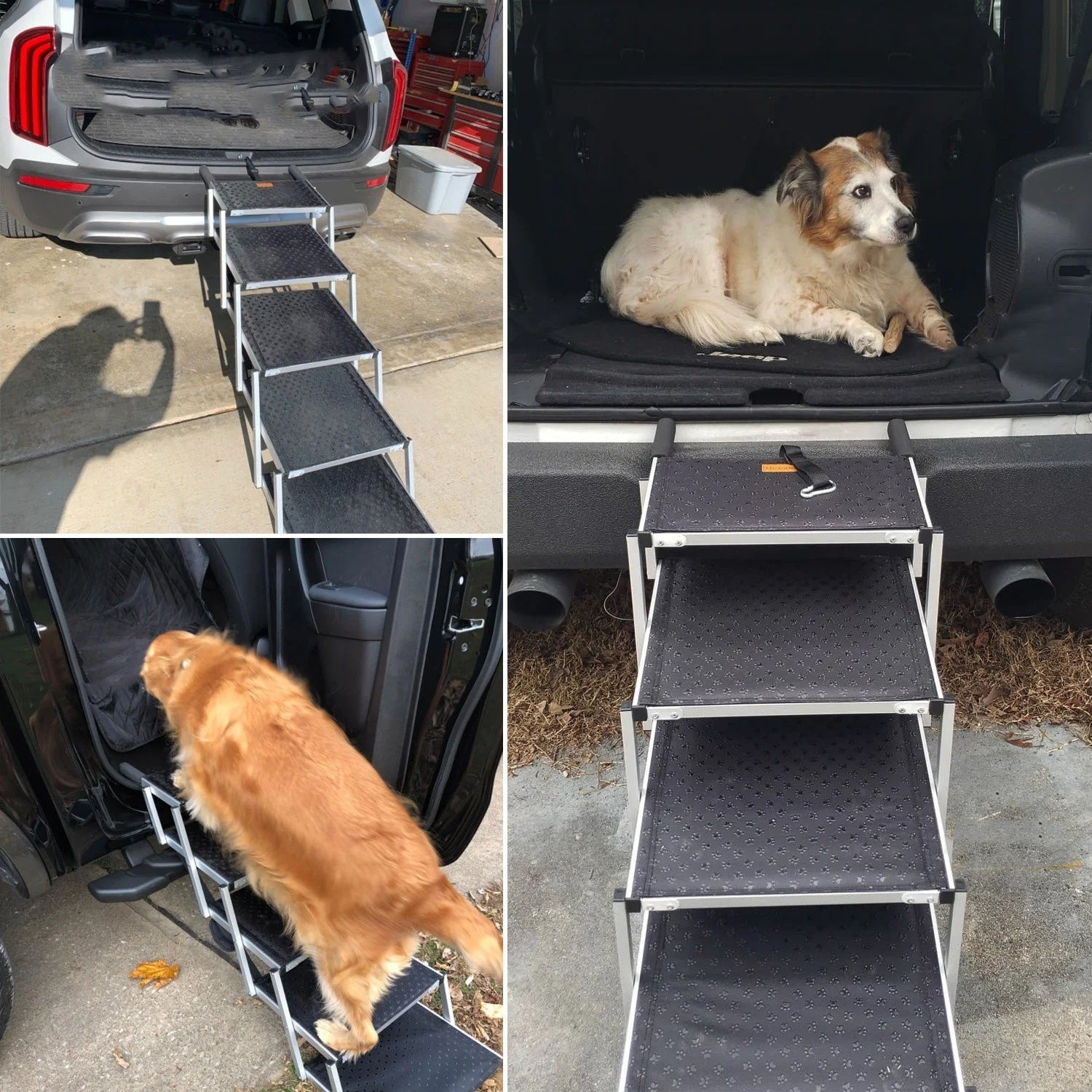 KFX-2846909 Portable 6-Step Aluminum Dog Ladder with Oxford Cloth and Pearl Cotton Padding
