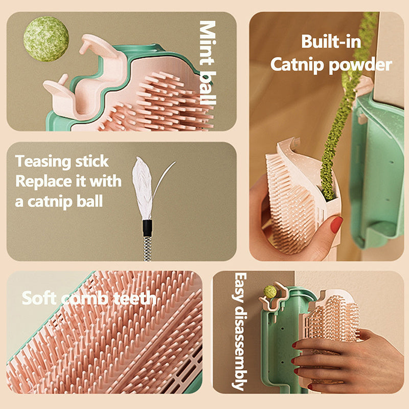 KFX-2847549 Multifunctional Cat Itch Remover and Massager with Feather Toy - Lightweight and Portable Pet Supply