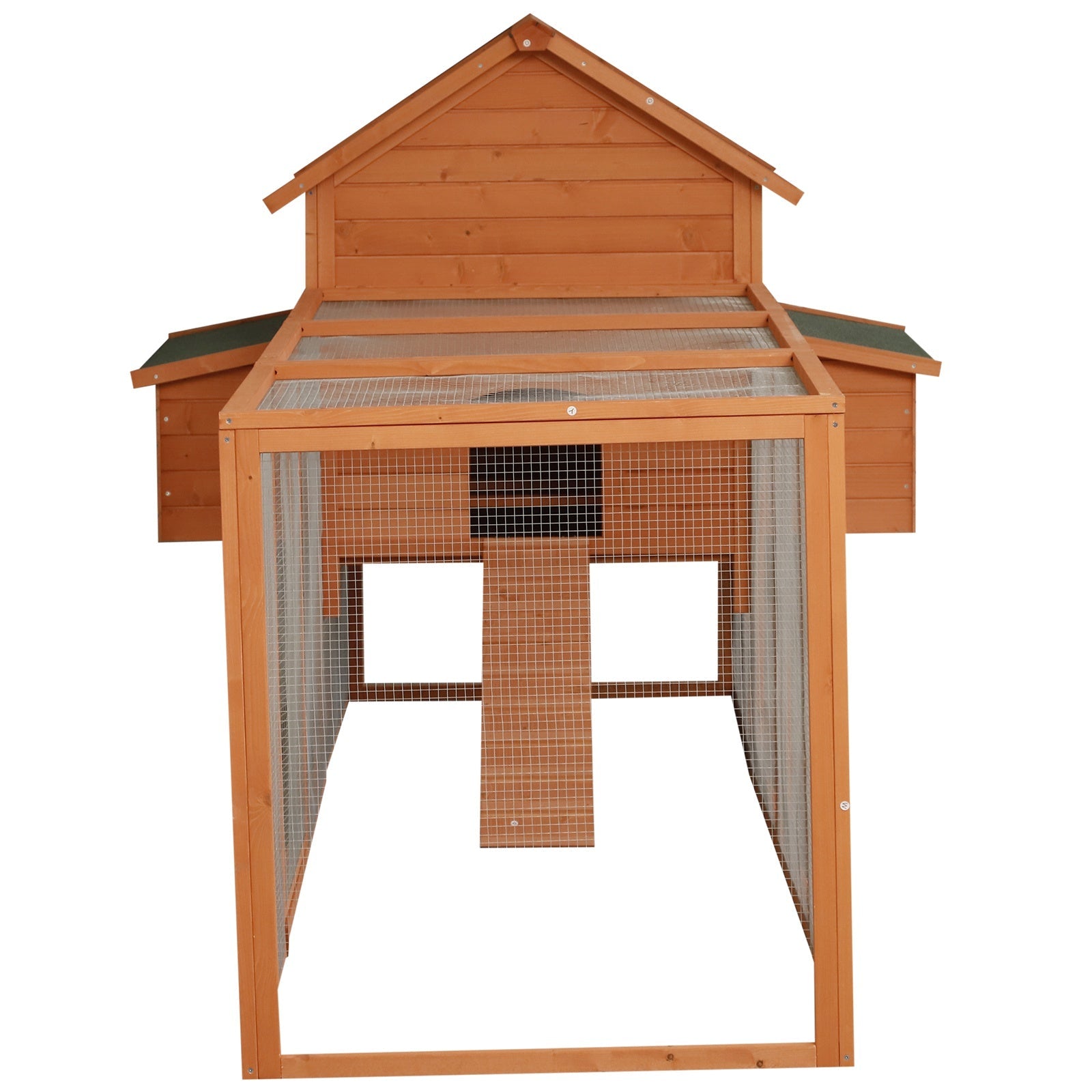 KFX-2849725 Large Wooden Chicken Coop with Nesting Box and Run, 136.5" Deluxe Hen House for Backyard Poultry