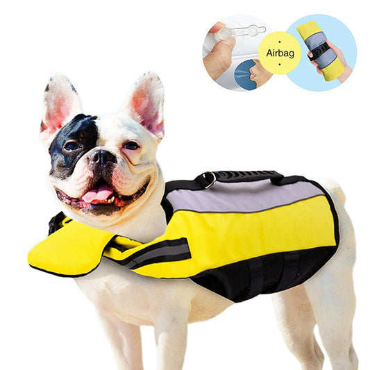KFX-2850237 Fluorescent Yellow Reflective Pet Life Jacket with Air Cushions for Enhanced Buoyancy and Safety