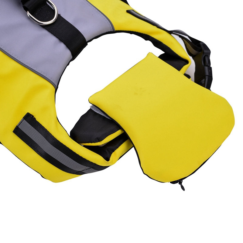 KFX-2850237 Fluorescent Yellow Reflective Pet Life Jacket with Air Cushions for Enhanced Buoyancy and Safety