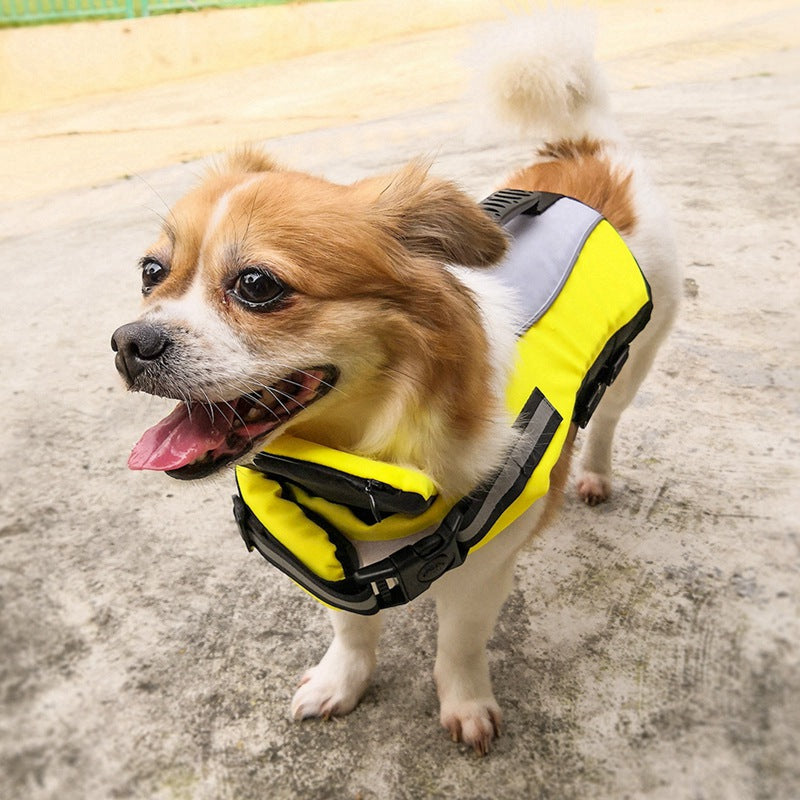 KFX-2850237 Fluorescent Yellow Reflective Pet Life Jacket with Air Cushions for Enhanced Buoyancy and Safety