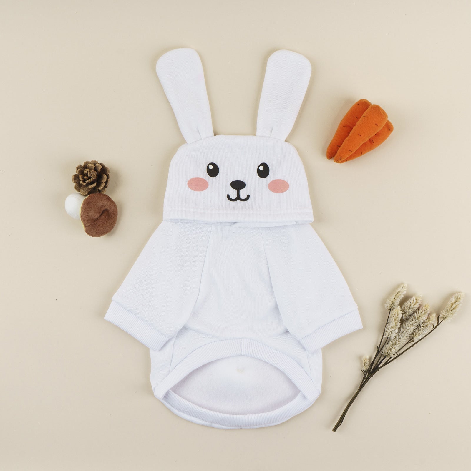 KFX-2851133 Cozy Rabbit-Shaped Pet Sweater in White for Small to Extra Large Pets